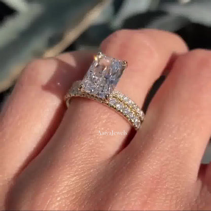 2.50 CT Radiant Cut Moissanite Bridal Wedding Ring Set