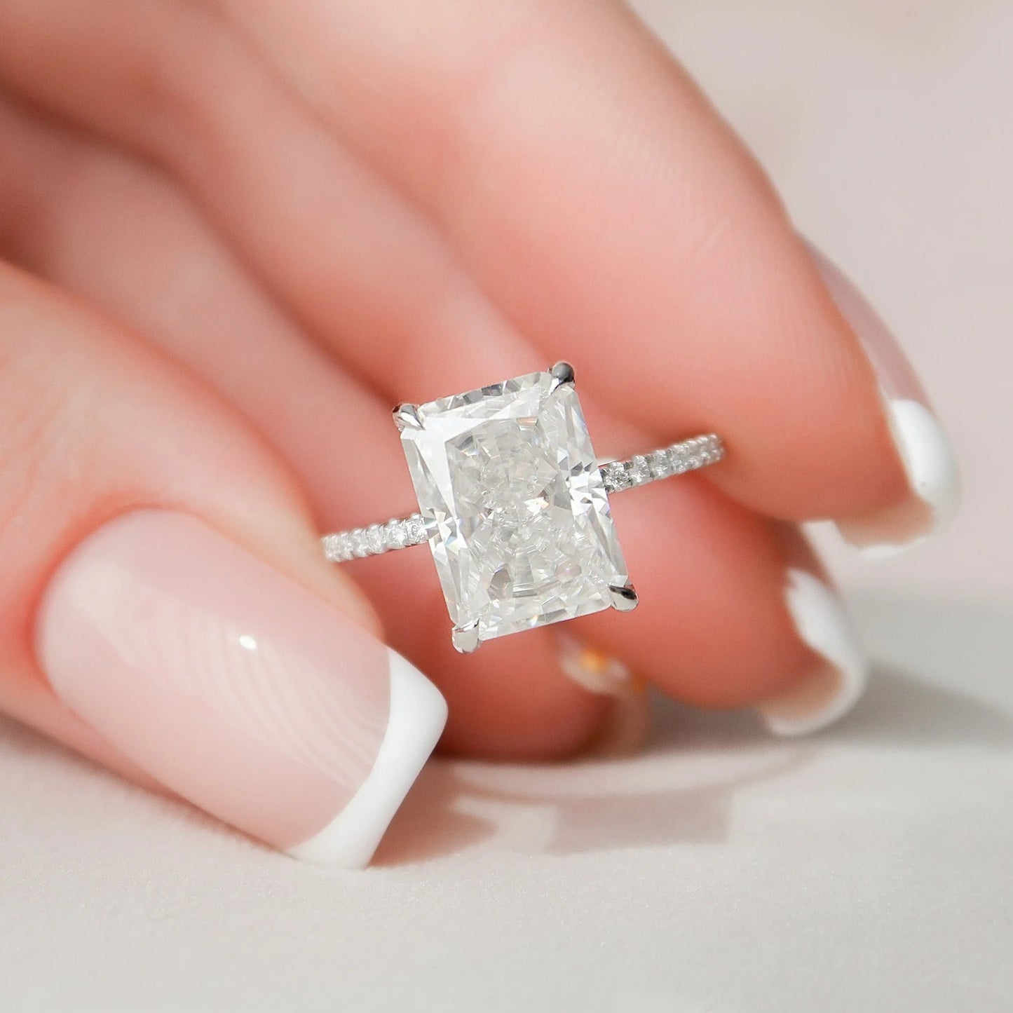 3.50 CT Radiant Cut Hidden Halo Engagement Ring