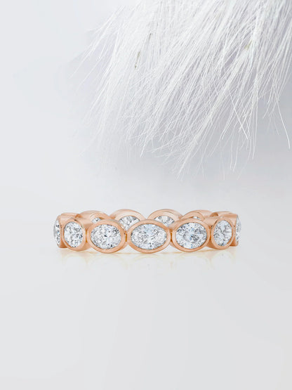 2.50 TCW Bezel Set Oval Cut Moissanite Eternity Diamond Wedding Band