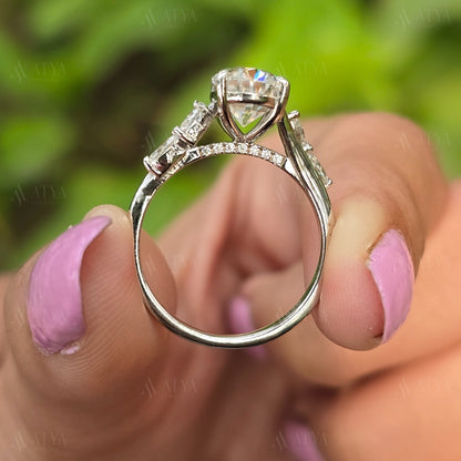 2.50 CT Unique Oval Cut Solitaire Side Marquise Moissanite Engagement Ring Gift For Her Oval Cut Wedding Ring Anniversary Ring