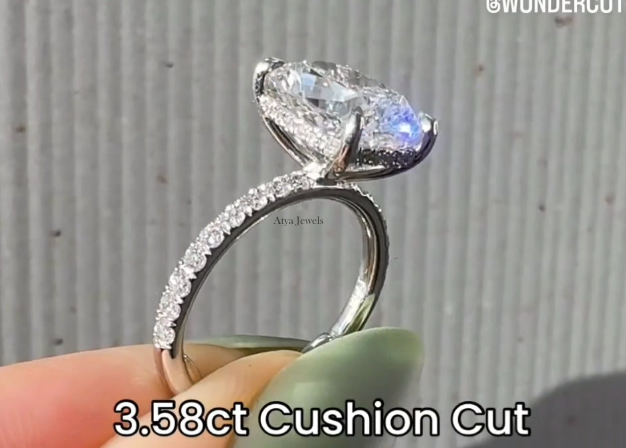 3.50 CT Elongated Cushion Cut Moissanite Engagement Ring