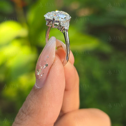 4.00 CT Pear Cut Moissanite Halo Engagement Ring Moissanite Wedding Ring for Her Anniversary Gift Moissanite Cluster Ring