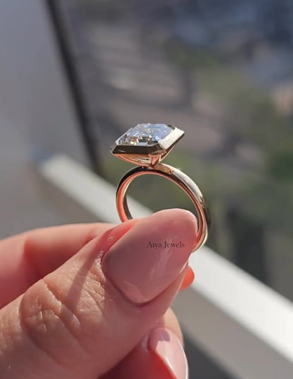 3.00 CT Asscher Cut Moissanite Anniversary Ring