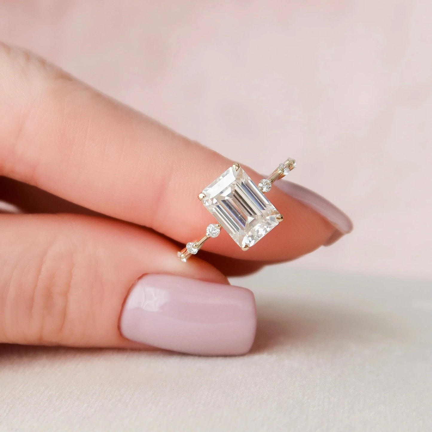 4.00 CT Emerald Cut Moissanite Engagement Ring