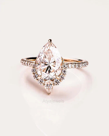 2.50 CT Pear Cut Moissanite Bridal Wedding Ring