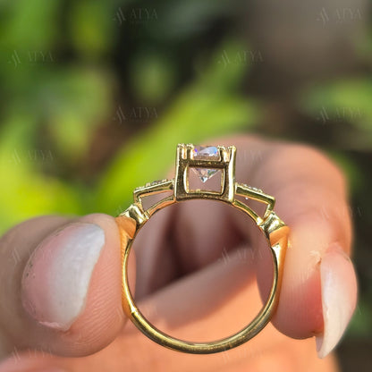 1.00 CT Brilliant Round Cut Moissanite Engagement Ring Art Deco Ring Vintage Style Ring Promise Ring