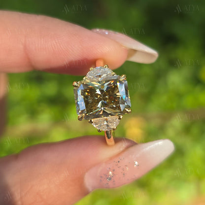 3.5 CT Canary Yellow Radiant Cut Moissanite Engagement Ring