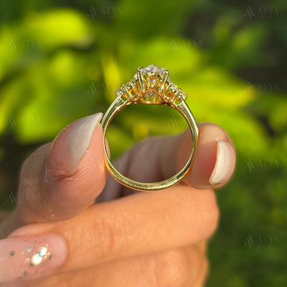 3.00 CT Pear Cut Moissanite Engagement Ring Cluster Moissanite Bridal Ring Anniversary Ring Promise Ring