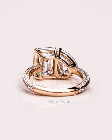 5.50 TCW Pear & Emerald Cut Moissanite Wedding Ring
