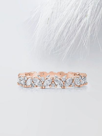 2.50 TCW MARQUISE & ROUND CUT MOISSANITE FULL ETERNITY DIAMOND WEDDING BAND