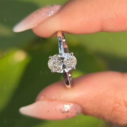 1.25 CT Oval Cut Moissanite Engagement Ring Dainty Ring Minimalist Ring Promise Ring Bridal Ring Set