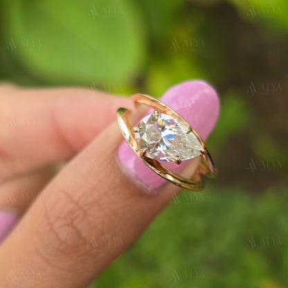 3.50 CT Split Shank Pear Cut Moissanite Engagement Ring Anniversary Ring Promise Ring Bridal Ring