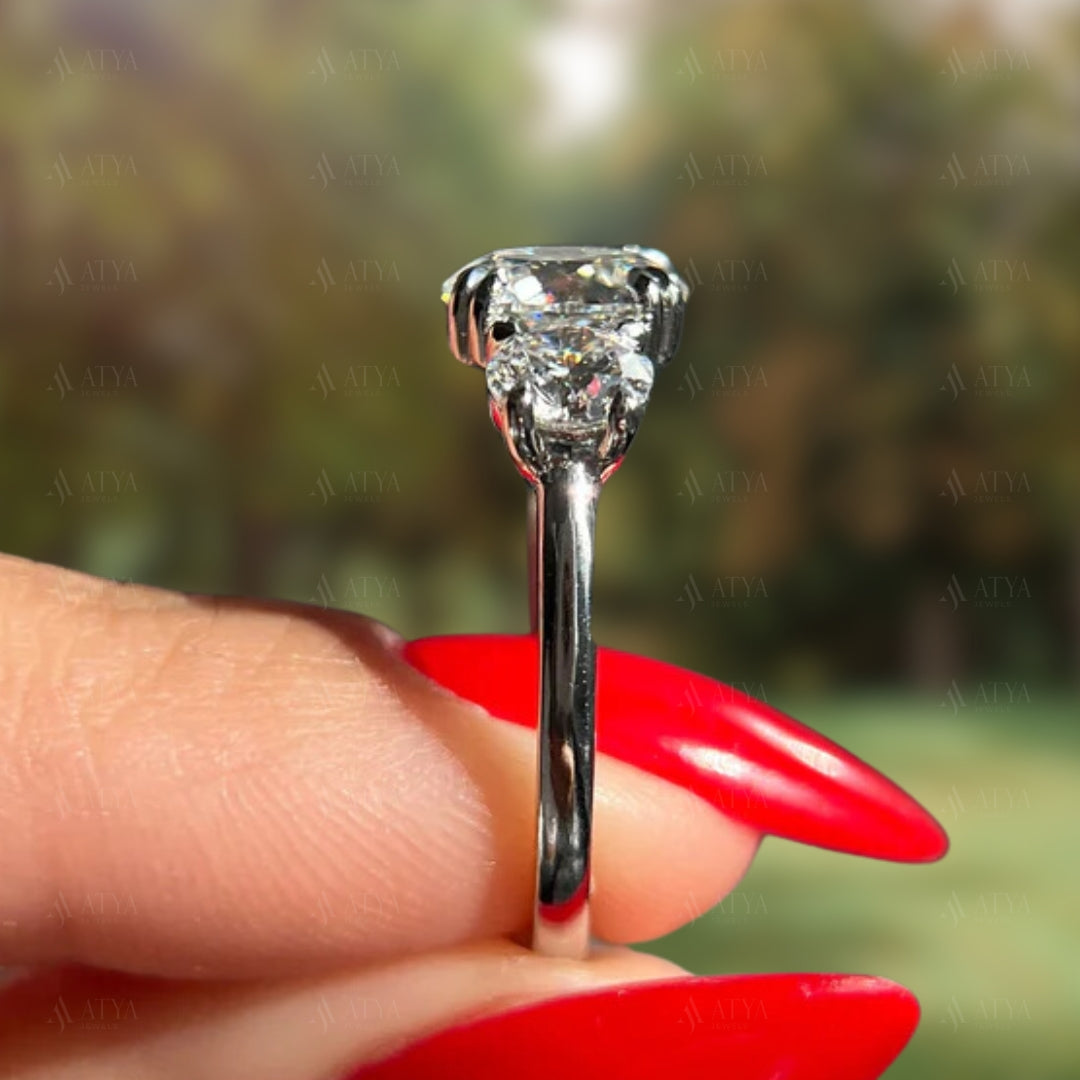 Double Claw Prong 2.00 CT Round Cut Three Stone IGI Certified Lab Grown Diamond Engagement Ring