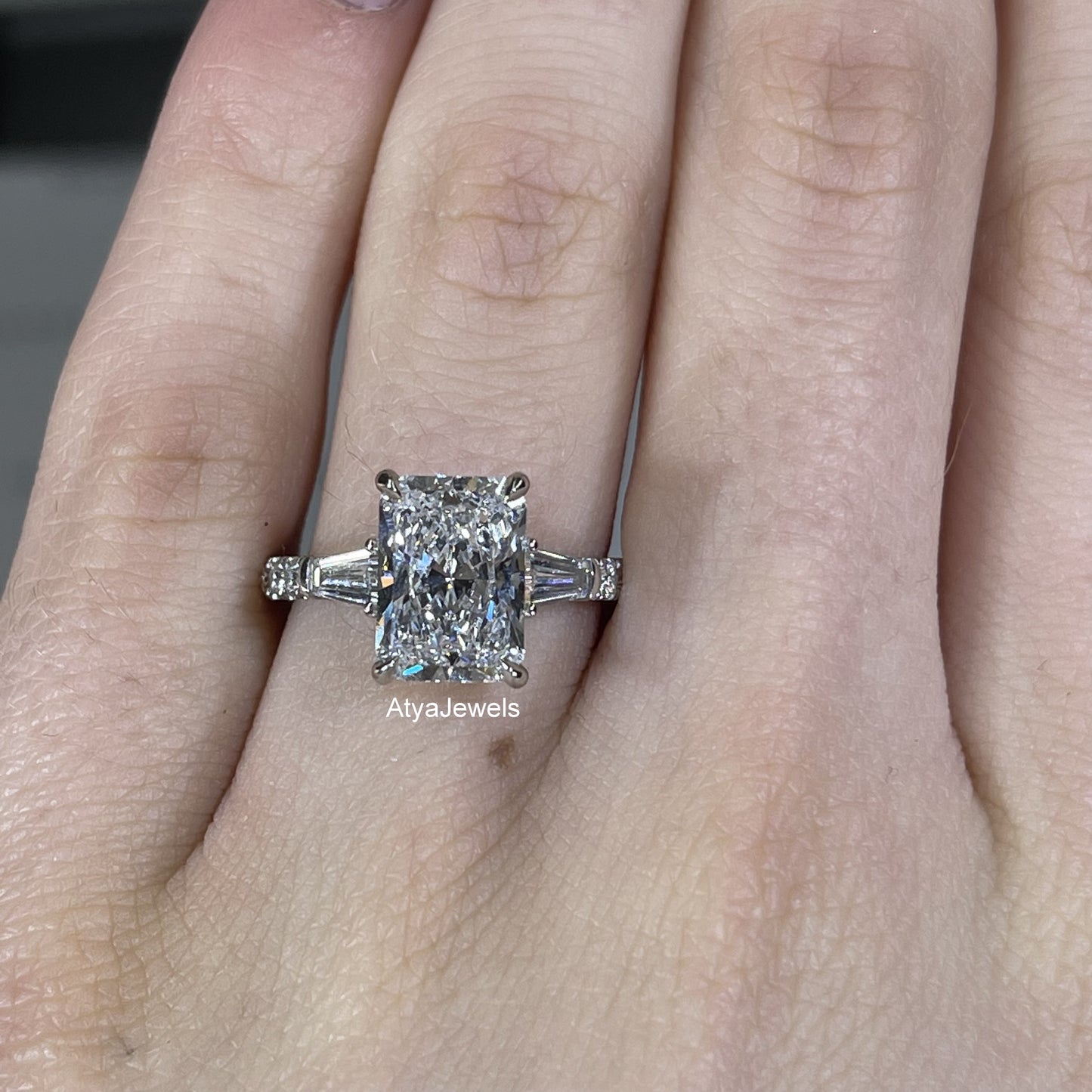 3.00 CT Radiant Cut Lab Grown Diamond Engagement Ring