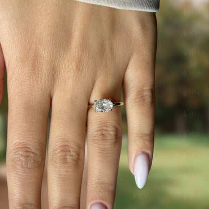 Unique 2.50 CT Oval Cut East-West IGI Certified Lab Grown Diamond Solitaire Claw Prong Engagement Ring