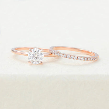 1.50 CT Round Cut Moissanite Bridal Wedding Ring Set