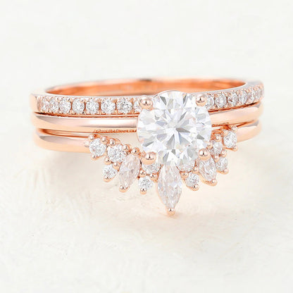 2.00 CT Round Cut Moissanite Bridal Wedding Ring Set