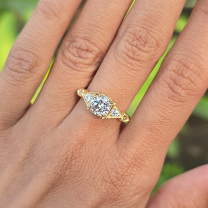 1.00 CT Brilliant Round Cut Moissanite Engagement Ring Art Deco Ring Vintage Style Ring Promise Ring