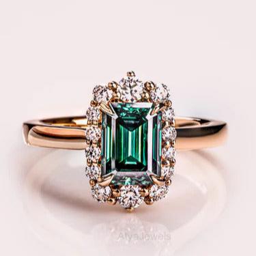 2.50 CT Emerald Cut Moissanite Engagement Ring