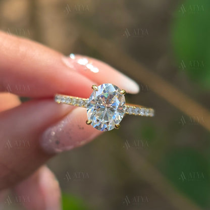 2.00 CT Oval Cut Moissanite Engagement Ring Celebrity Ring Dainty Ring Promise Ring For Her