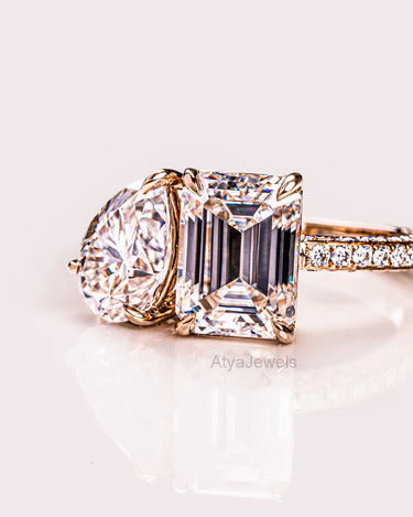 5.50 TCW Pear & Emerald Cut Moissanite Wedding Ring