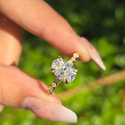 Unique 2.00 CT Oval Cut Art Deco Moissanite Engagement Ring Vintage Ring Celebrity Ring Proposal Ring
