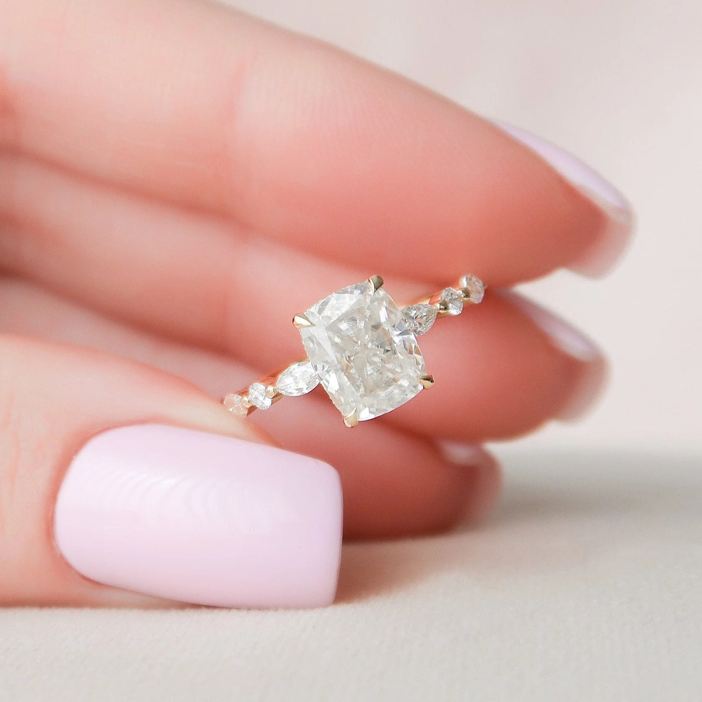 2.50 CT Cushion Cut Moissanite Engagement Ring