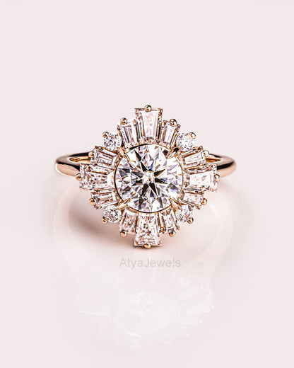 1.50 CT Round Cut Moissanite Wedding Ring