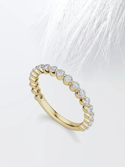 0.30 TCW Round Cut Moissanite Shared Prong Diamond Wedding Band in Gold