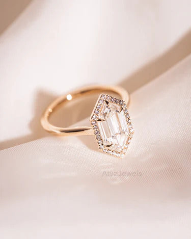 2.50 CT Hexagon Cut Moissanite Valentine Ring