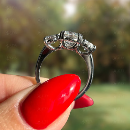 Double Claw Prong 2.00 CT Round Cut Three Stone IGI Certified Lab Grown Diamond Engagement Ring