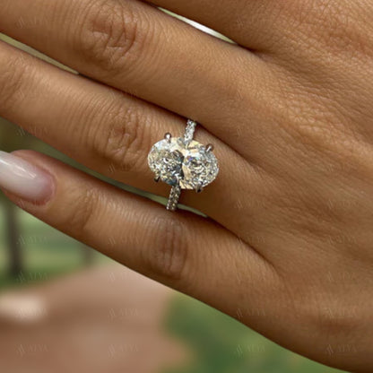 Excellent Oval Cut 3.50 CT IGI Certified Lab Grown Diamond Hidden Halo Engagement & Wedding Ring