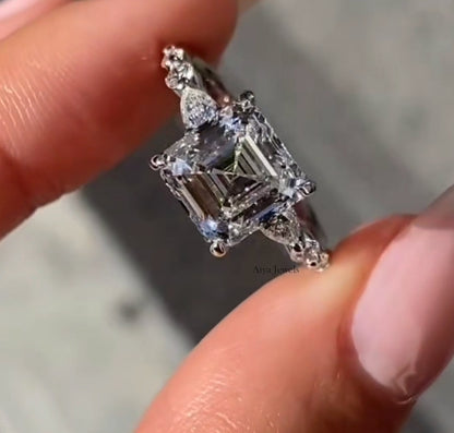 2.00 Ct Asscher Cut Moissanite Anniversary Ring