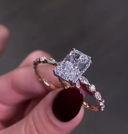3.50 CT Radiant Cut Moissanite Bridal Wedding Ring Set