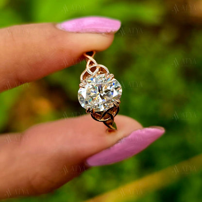 Unique 2.50 CT Oval Cut Moissanite Diamond Engagement Ring Side Nature Inspired Solitaire Ring Promise Ring