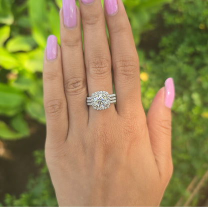 2.00 CT Cushion Cut Moissanite Bridal Ring Set Double Claw Prong Wedding Ring Set For Her Anniversary Ring