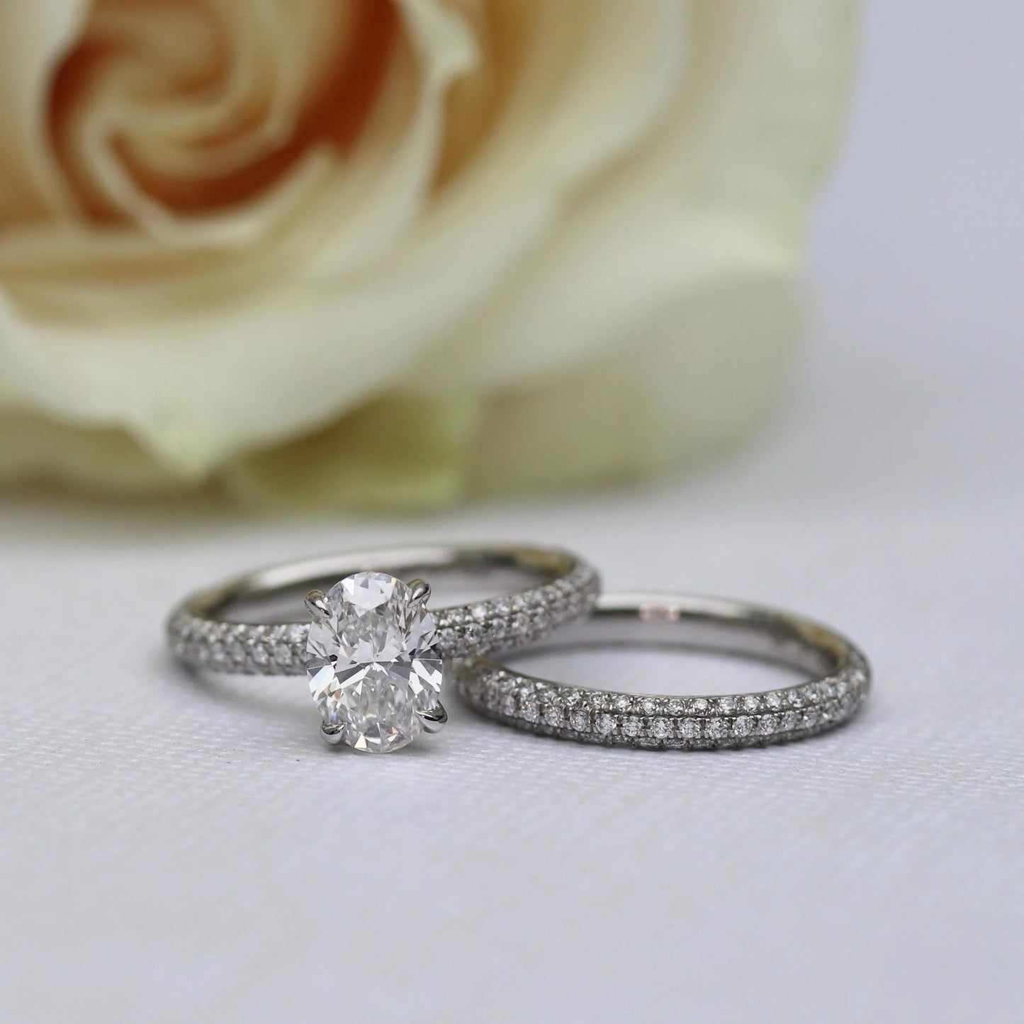 2.00 TCW Round Brilliant Cut 3 Side Pave Diamond Wedding Band