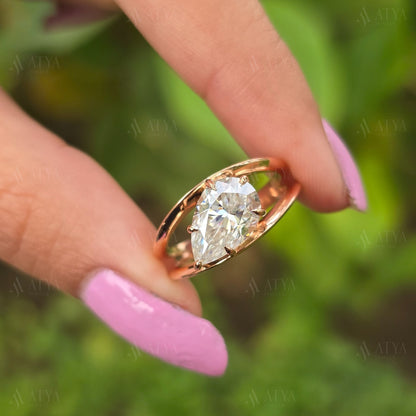 3.50 CT Split Shank Pear Cut Moissanite Engagement Ring Anniversary Ring Promise Ring Bridal Ring