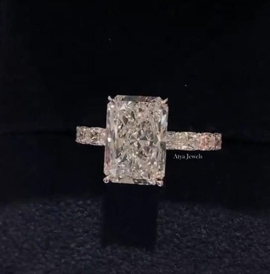 3.00 CT Radiant Cut Moissanite Engagement Ring