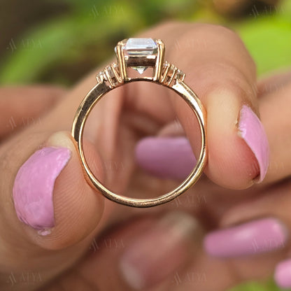 2.50 CT Asscher Cut Moissanite Engagement Ring Cluster Ring Dainty Ring Minimalist Ring