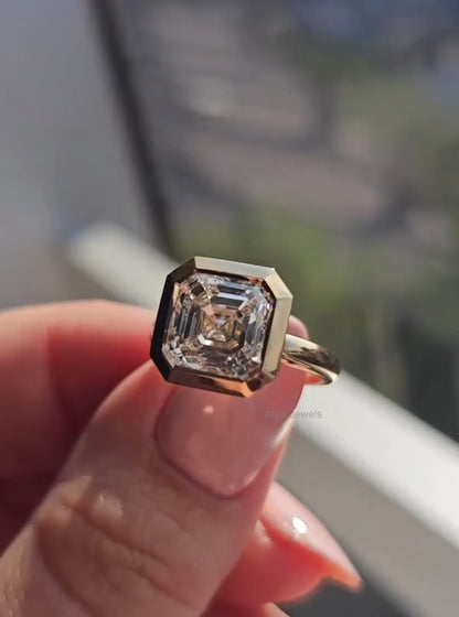 3.00 CT Asscher Cut Moissanite Anniversary Ring