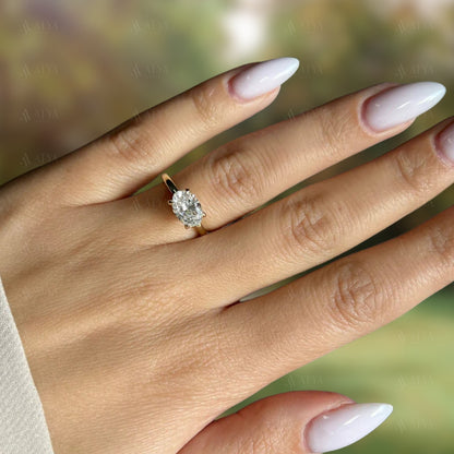 Unique 2.50 CT Oval Cut East-West IGI Certified Lab Grown Diamond Solitaire Claw Prong Engagement Ring