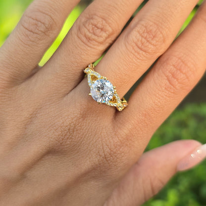 2.00 CT Round Cut Vintage Moissanite Engagement Ring Victorian Style Wedding Ring For Her Promise Ring