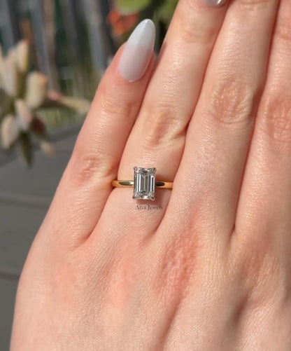 3.00 CT Emerald Cut Moissanite Valentine Ring