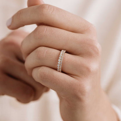 1.30 TCW Round Shaped Moissanite Double Row Wedding Band