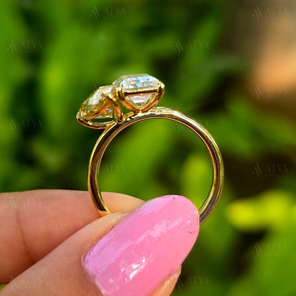 5.00 TCW Pear & Emerald Cut Toi Et Moi Moissanite Engagement Ring Toi Et Moi Promise Ring For Her