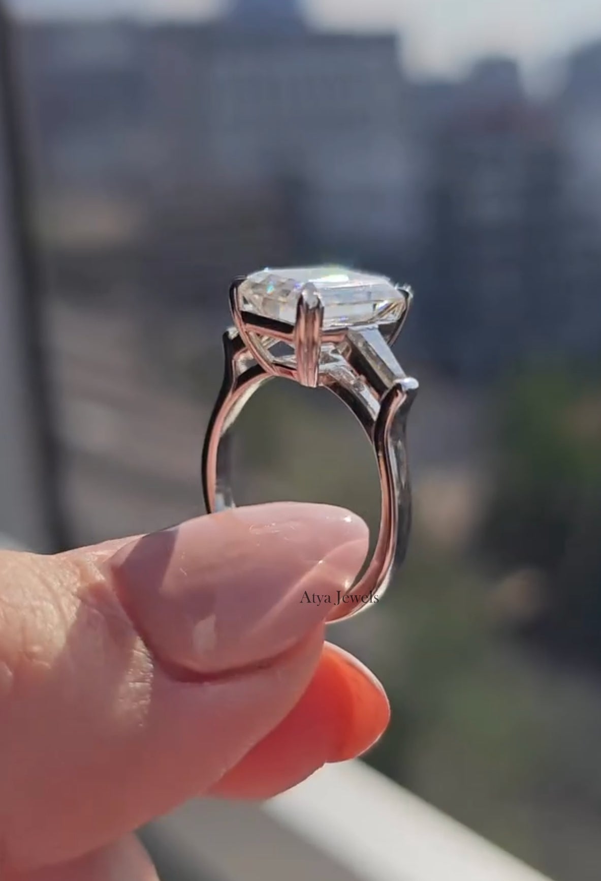 2.50 CT Emerald Cut Moissanite Engagement Ring