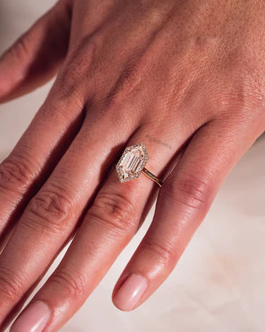 2.50 CT Hexagon Cut Moissanite Valentine Ring