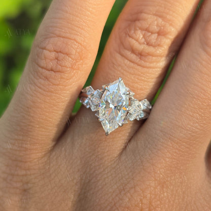 2.5 CT Marquise Cut Moissanite Engagement Ring Floral Marquise Cut Wedding Ring Vintage Nature Inspired Ring Gifts For Her