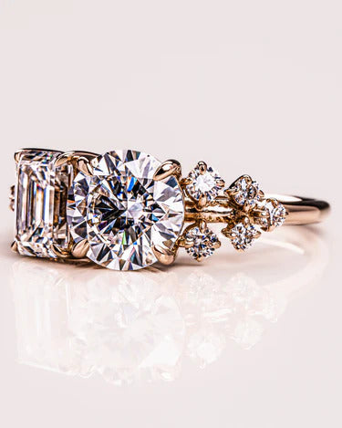 2.00 TCW Emerald Cut And Round Cut Moissanite Wedding Ring